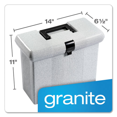 Portable File Boxes, Letter Files, 14.88" X 6.5" X 11.88", Granite