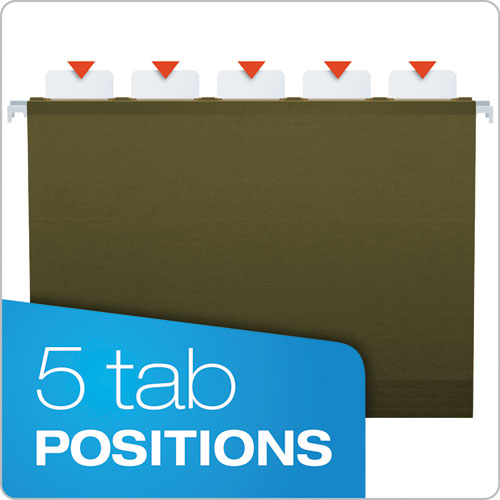 Ready-tab Extra Capacity Reinforced Colored Hanging Folders, Legal Size, 1/6-cut Tabs, Standard Green, 20/box