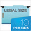 Hanging Classification Folders With Dividers, Legal Size, 2 Dividers, 2/5-cut Exterior Tabs, Blue