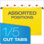 Surehook Hanging Folders, Letter Size, 1/5-cut Tabs, Yellow, 20/box