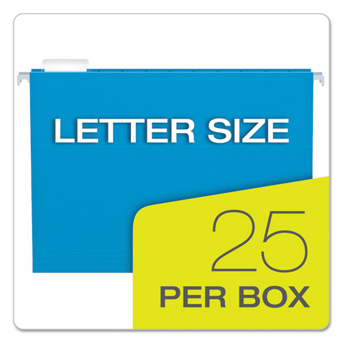 Colored Hanging Folders, Letter Size, 1/5-cut Tabs, Blue, 25/box