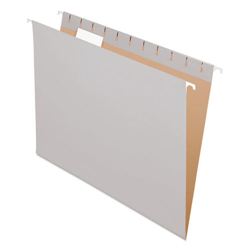 Colored Hanging Folders, Letter Size, 1/5-cut Tabs, Gray, 25/box