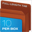 Heavy-duty End Tab File Pockets, 3.5" Expansion, Legal Size, Red Fiber, 10/box