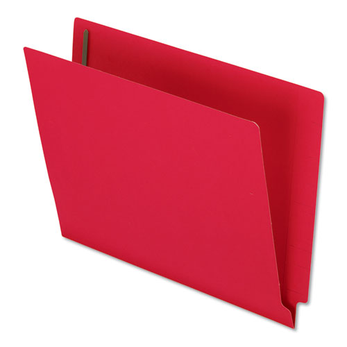 Colored Reinforced End Tab Fastener Folders, 0.75" Expansion, 2 Fasteners, Letter Size, Red Exterior, 50/box