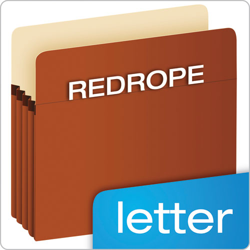 Pocket File, 3.5" Expansion, Letter Size, Red Fiber