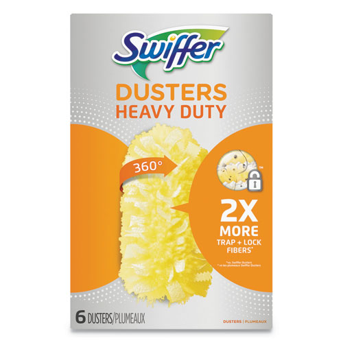Heavy Duty Dusters Refill, Dust Lock Fiber, Yellow, 6/box