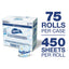 Commercial Bathroom Tissue, Septic Safe, Individually Wrapped, 2-ply, White, 450 Sheets/roll, 75 Rolls/carton