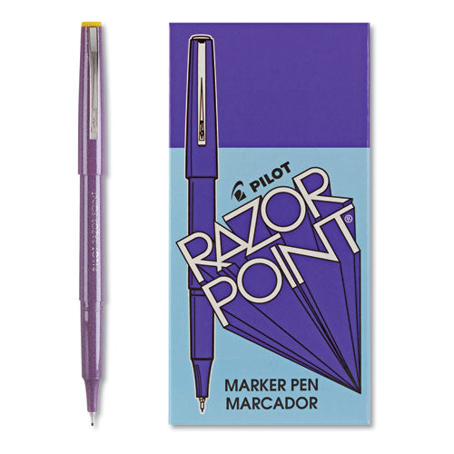 Razor Point Fine Line Porous Point Pen, Stick, Extra-fine 0.3 Mm, Blue Ink, Blue Barrel, Dozen