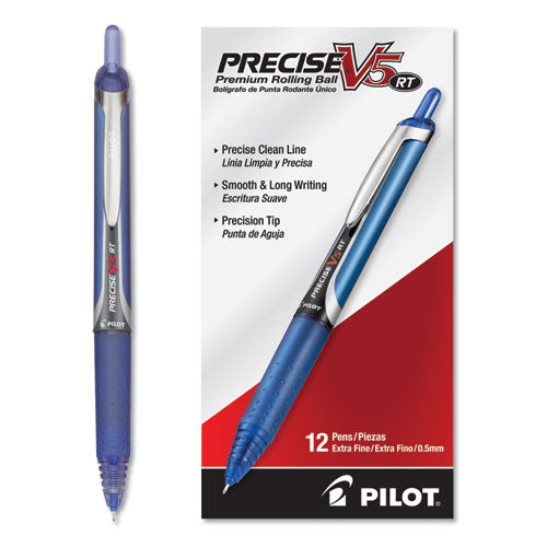 Precise V5rt Roller Ball Pen, Retractable, Extra-fine 0.5 Mm, Navy Ink, Navy Barrel, Dozen