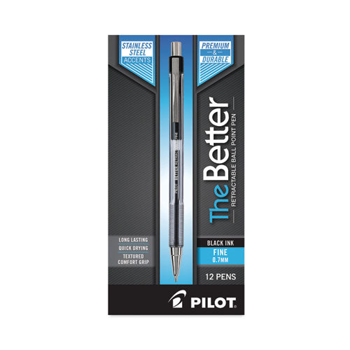 Better Ballpoint Pen, Retractable, Fine 0.7 Mm, Black Ink, Smoke Barrel, Dozen