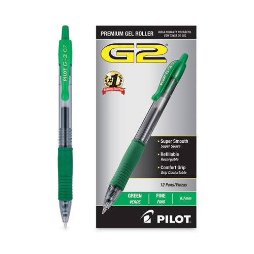 G2 Premium Gel Pen, Retractable, Fine 0.7 Mm, Green Ink, Smoke Barrel, Dozen