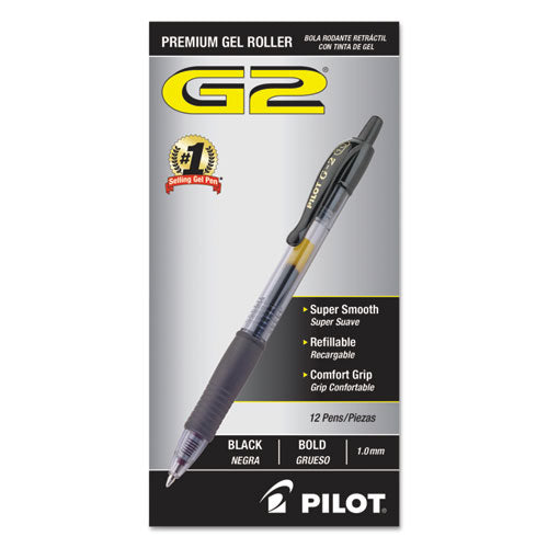 G2 Premium Gel Pen, Retractable, Fine 0.7 Mm, Black Ink, Smoke Barrel, 2/pack