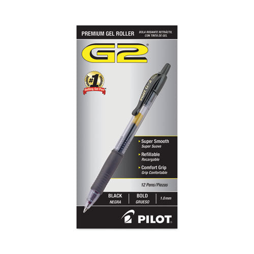 G2 Premium Gel Pen, Retractable, Bold 1 Mm, Black Ink, Smoke Barrel, Dozen