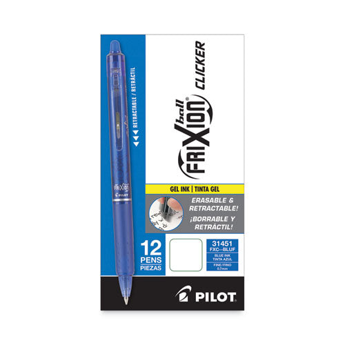 Frixion Clicker Erasable Gel Pen, Retractable, Fine 0.7 Mm, Blue Ink, Blue Barrel