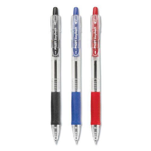 Easytouch Ballpoint Pen, Retractable, Medium 1 Mm, Red Ink, Clear Barrel, Dozen