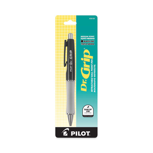 Dr. Grip Ballpoint Pen, Retractable, Medium 1 Mm, Black Ink, Black Barrel