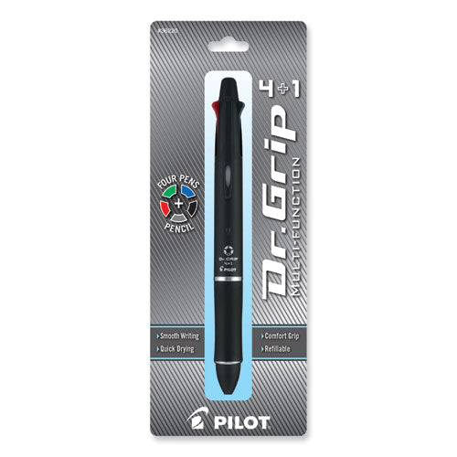 Dr. Grip 4 + 1 Multi-color Ballpoint Pen/pencil, Retractable, 0.7 Mm Pen/0.5mm Pencil, Black/blue/green/red Ink, Black Barrel