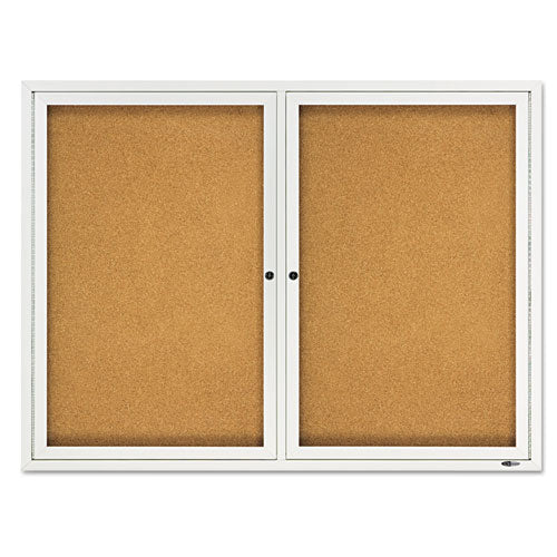 Enclosed Cork Bulletin Board, Cork/fiberboard, 48 X 36, Silver Aluminum Frame