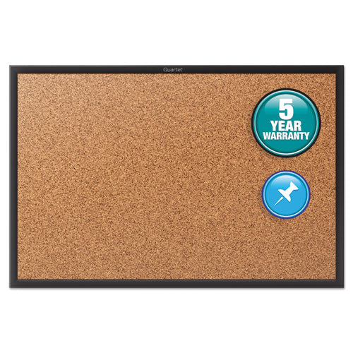 Classic Series Cork Bulletin Board, 24 X 18, Natural Surface, Black Aluminum Frame