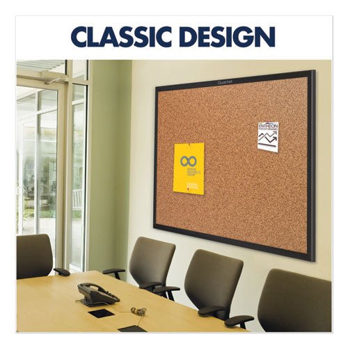 Classic Series Cork Bulletin Board, 24 X 18, Natural Surface, Black Aluminum Frame