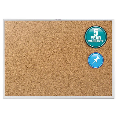 Classic Series Cork Bulletin Board, 24 X 18, Natural Surface, Black Aluminum Frame