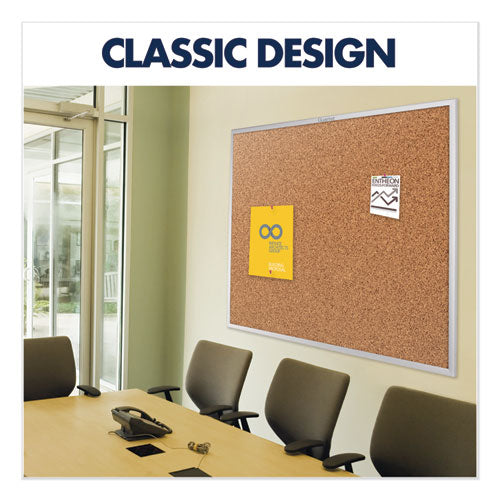 Classic Series Cork Bulletin Board, 24 X 18, Natural Surface, Silver Aluminum Frame