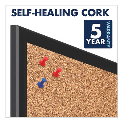 Classic Series Cork Bulletin Board, 36 X 24, Natural Surface, Black Aluminum Frame