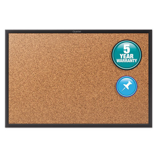 Classic Series Cork Bulletin Board, 36 X 24, Natural Surface, Black Aluminum Frame