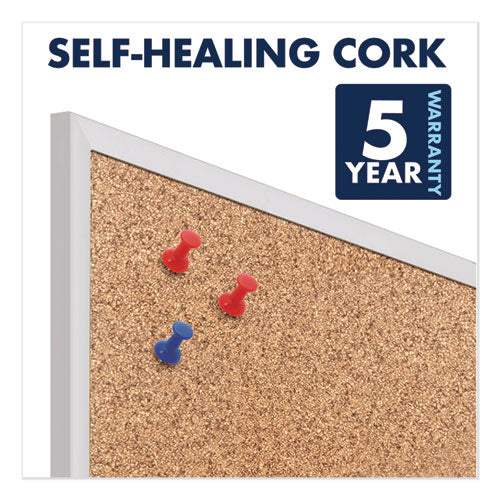 Classic Series Cork Bulletin Board, 36 X 24, Natural Surface, Silver Anodized Aluminum Frame