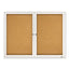 Enclosed Indoor Cork Bulletin Board With Two Hinged Doors, 48 X 36, Natural Surface, Silver Aluminum Frame