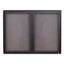 Enclosed Indoor Fabric Bulletin Board With Two Hinged Doors, 48 X 36, Gray Surface, Graphite Aluminum Frame