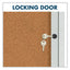 Enclosed Indoor Cork Bulletin Board With Two Hinged Doors, 48 X 36, Natural Surface, Silver Aluminum Frame