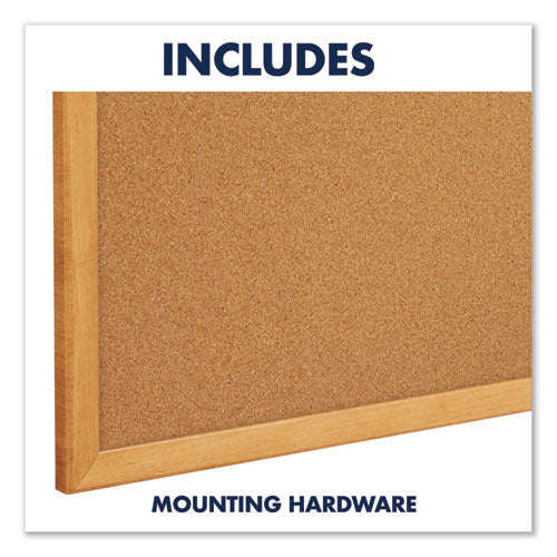 Classic Series Cork Bulletin Board, 36 X 24, Natural Surface, Oak Fiberboard Frame