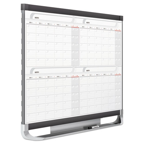 Prestige 2 Magnetic Total Erase Four-month Calendar, 36 X 24, White Surface, Graphite Fiberboard/plastic Frame