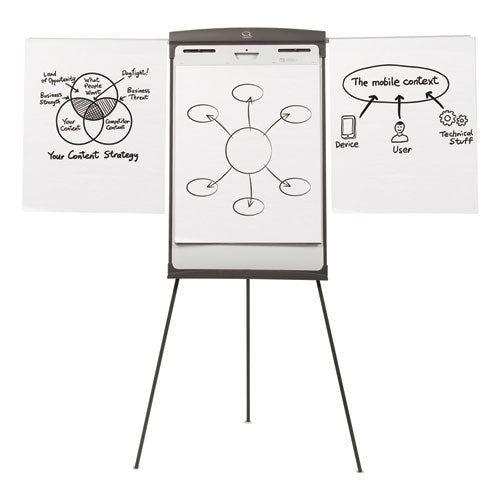 Magnetic Dry Erase Easel, 27 X 35, Graphite Surface, Graphite Plastic Frame