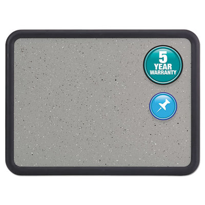 Contour Granite Board, 48 X 36, Granite Gray Surface, Black Plastic Frame