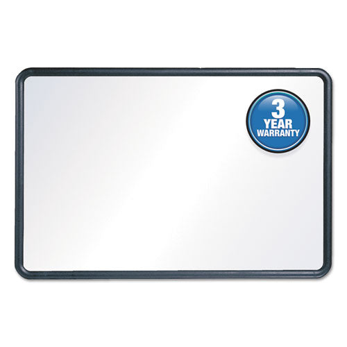 Contour Dry Erase Board, 24 X 18, Melamine White Surface, Black Plastic Frame