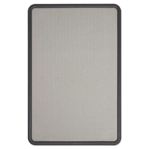 Contour Fabric Bulletin Board, 36 X 24, Gray Surface, Black Plastic Frame
