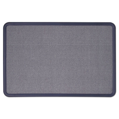 Contour Fabric Bulletin Board, 48 X 36, Light Blue Surface, Navy Blue Plastic Frame