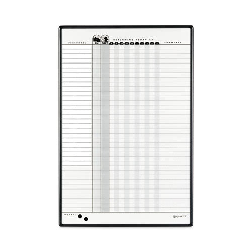 Employee In/out Board System, Up To 36 Employees, 24 X 36, Porcelain White/gray Surface, Black Aluminum Frame