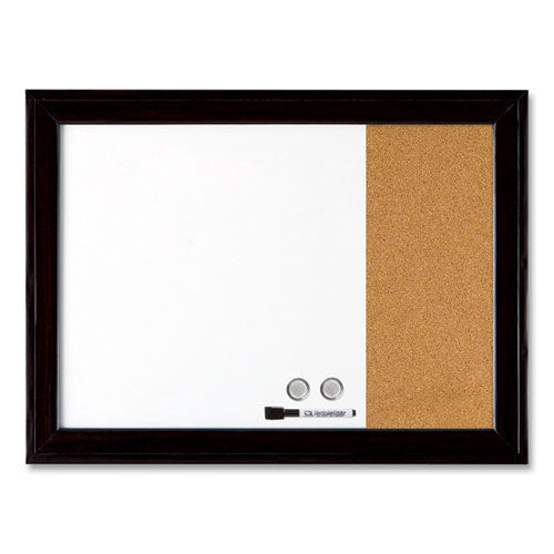 Home Decor Magnetic Combo Dry Erase Board With Cork Board On Side, 23 X 17, White/natural Surface, Black Wood Frame