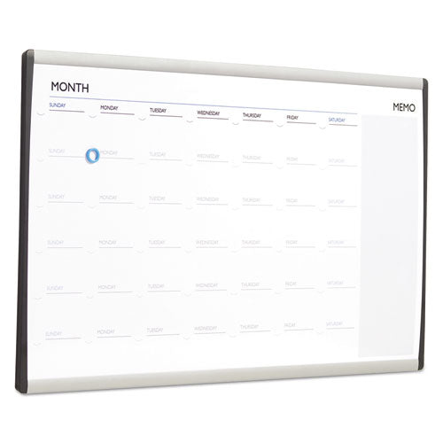 Arc Frame Cubicle Magnetic Dry Erase Calendar, One Month Format, 30 X 18, White Surface, Silver Aluminum Frame