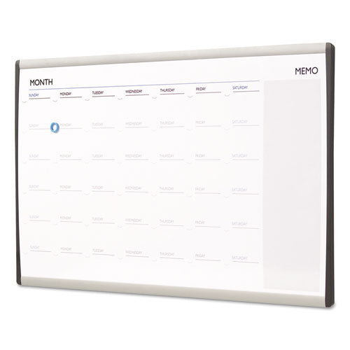 Arc Frame Cubicle Magnetic Dry Erase Calendar, One Month Format, 30 X 18, White Surface, Silver Aluminum Frame