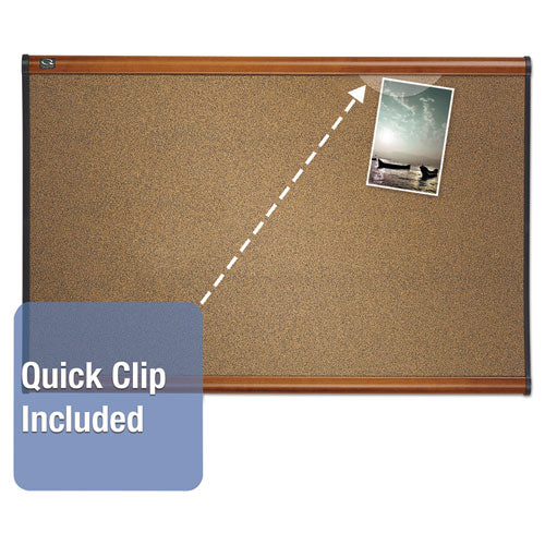 Prestige Colored Cork Bulletin Board, 36 X 24, Brown Surface, Light Cherry Fiberboard/plastic Frame