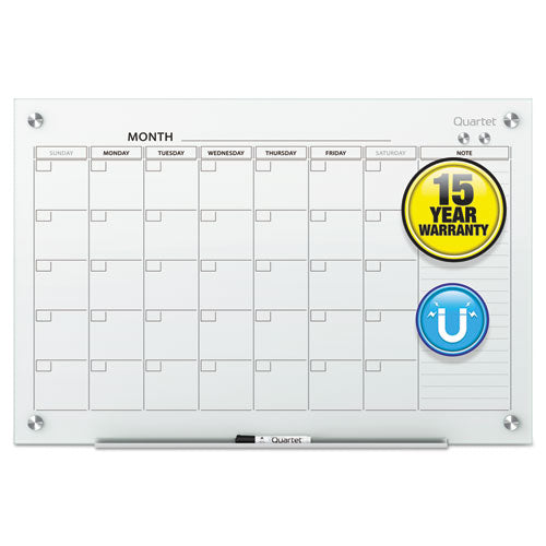 Infinity Magnetic Glass Calendar Board, One Month, 48 X 36, White Surface