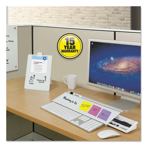 Glass Dry Erase Desktop Computer Pad, 18 X 6, White Surface