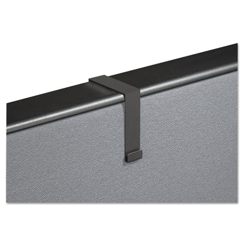 Cubicle Partition Hangers, For 1.5" To 2.5" Thick Partition Walls, Black, 2/set