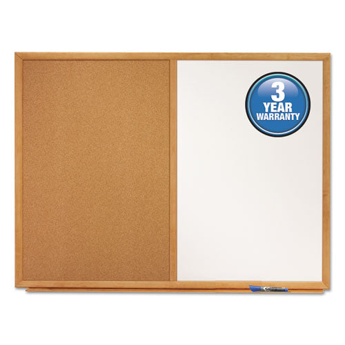 Bulletin/dry-erase Board, Melamine/cork, 36 X 24, White/brown Surface, Oak Finish Frame