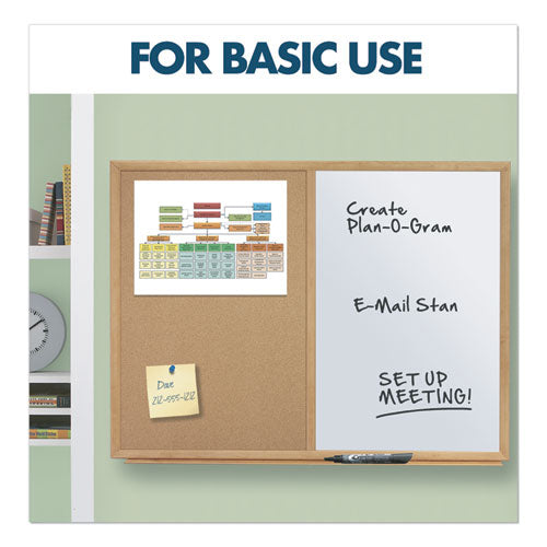 Bulletin/dry-erase Board, Melamine/cork, 36 X 24, White/brown Surface, Oak Finish Frame