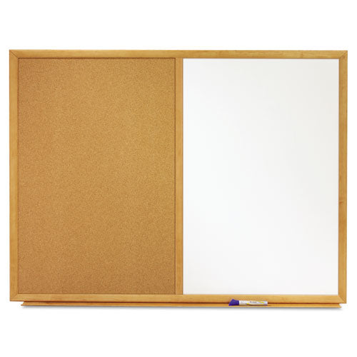 Bulletin/dry-erase Board, Melamine/cork, 36 X 24, White/brown Surface, Oak Finish Frame